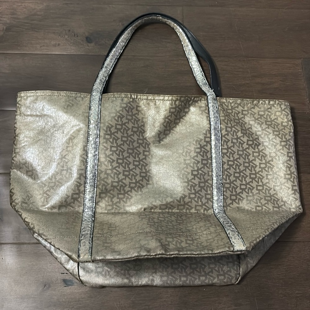 Dkny silver and brown/gold large tote bag/ handbag